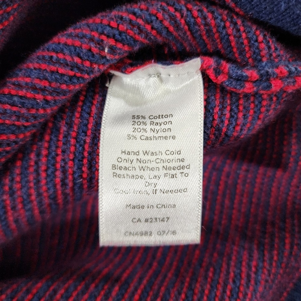 Talbots Sweater Womens XS Blue Red Striped Cotton Blend Pullover Ribbed Cuffs - Picture 4 of 8